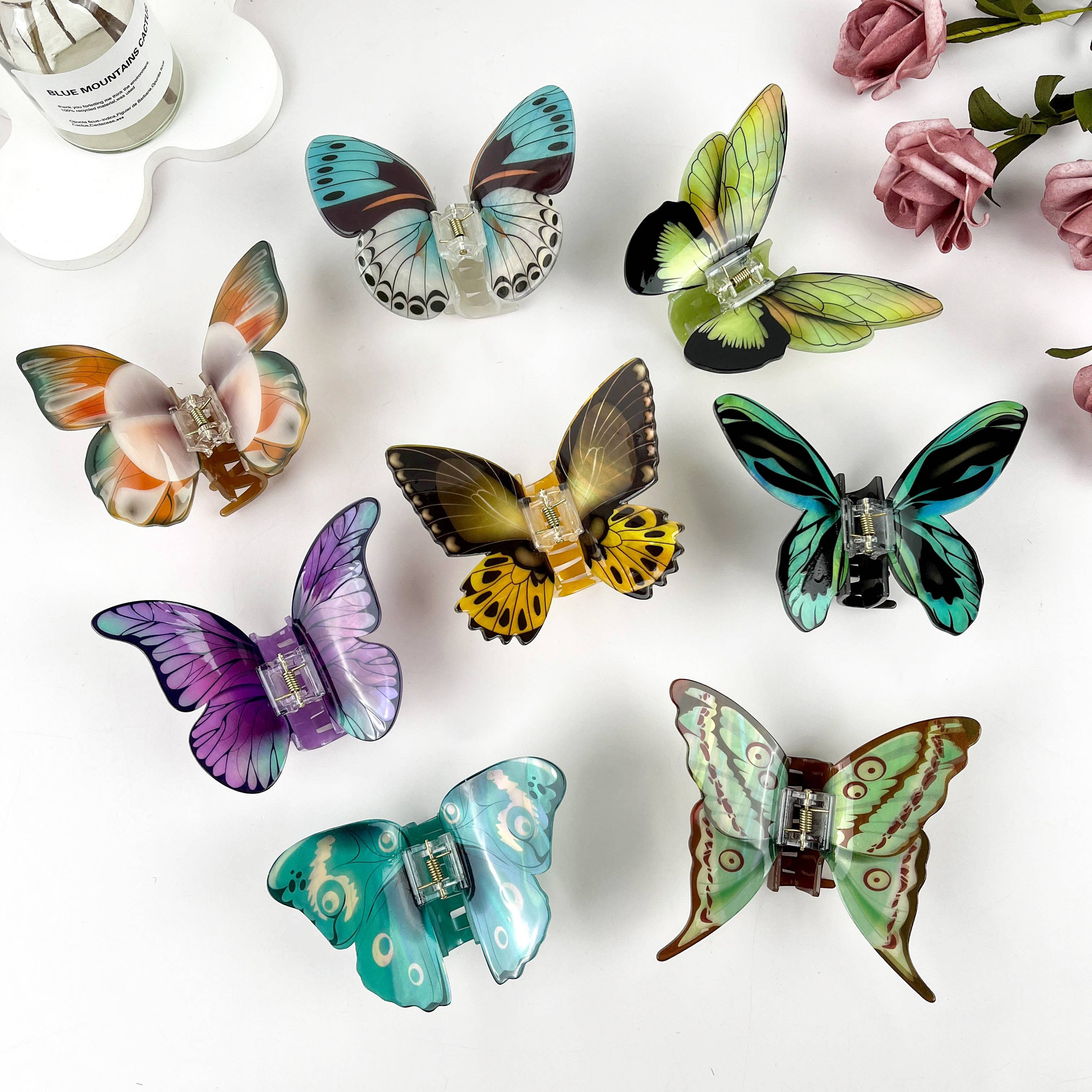 Simulation Printed Butterfly Hair Clip,Insect Animal Hair cl: A