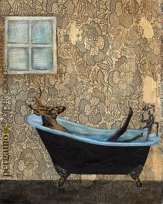 Bath Deer 8X10 Art Print: 8 X 10"