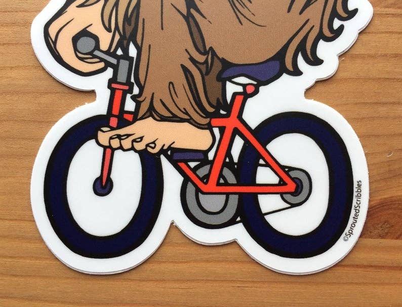 Yeti Biker Sticker - Bigfoot Sasquatch Funny Cute: SMALL 3.5" (8.9cm)