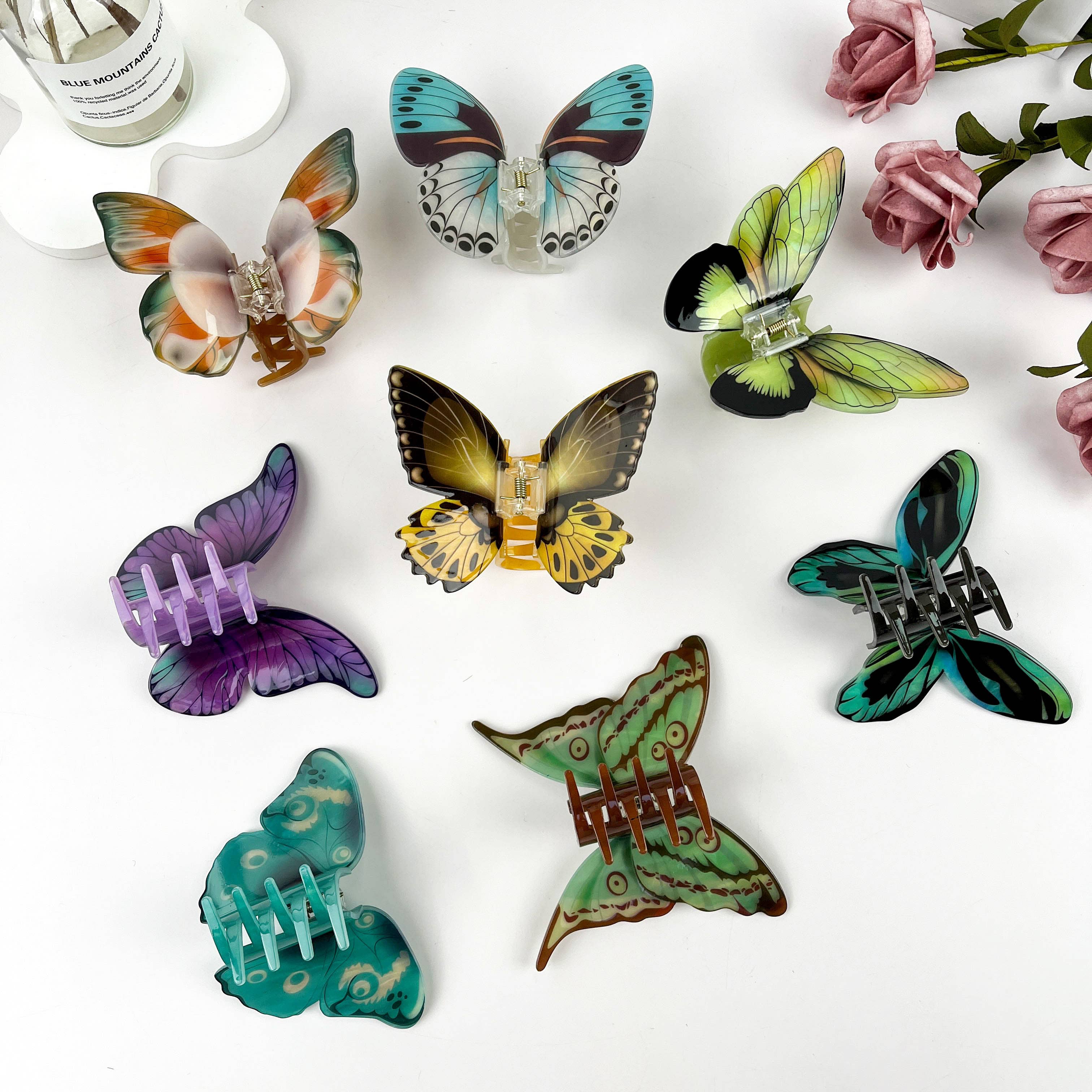 Simulation Printed Butterfly Hair Clip,Insect Animal Hair cl: A