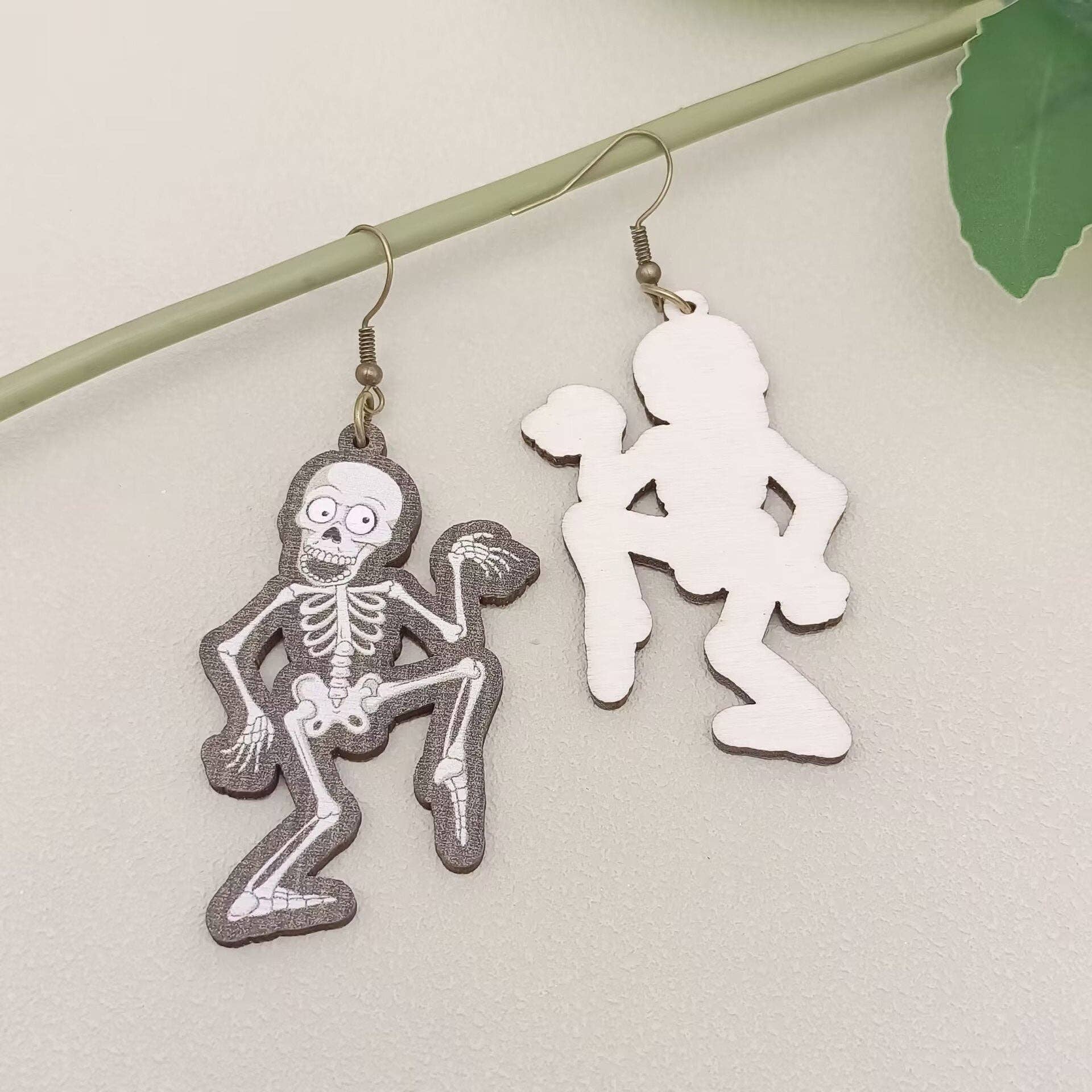 Wooden Skeleton Earrings