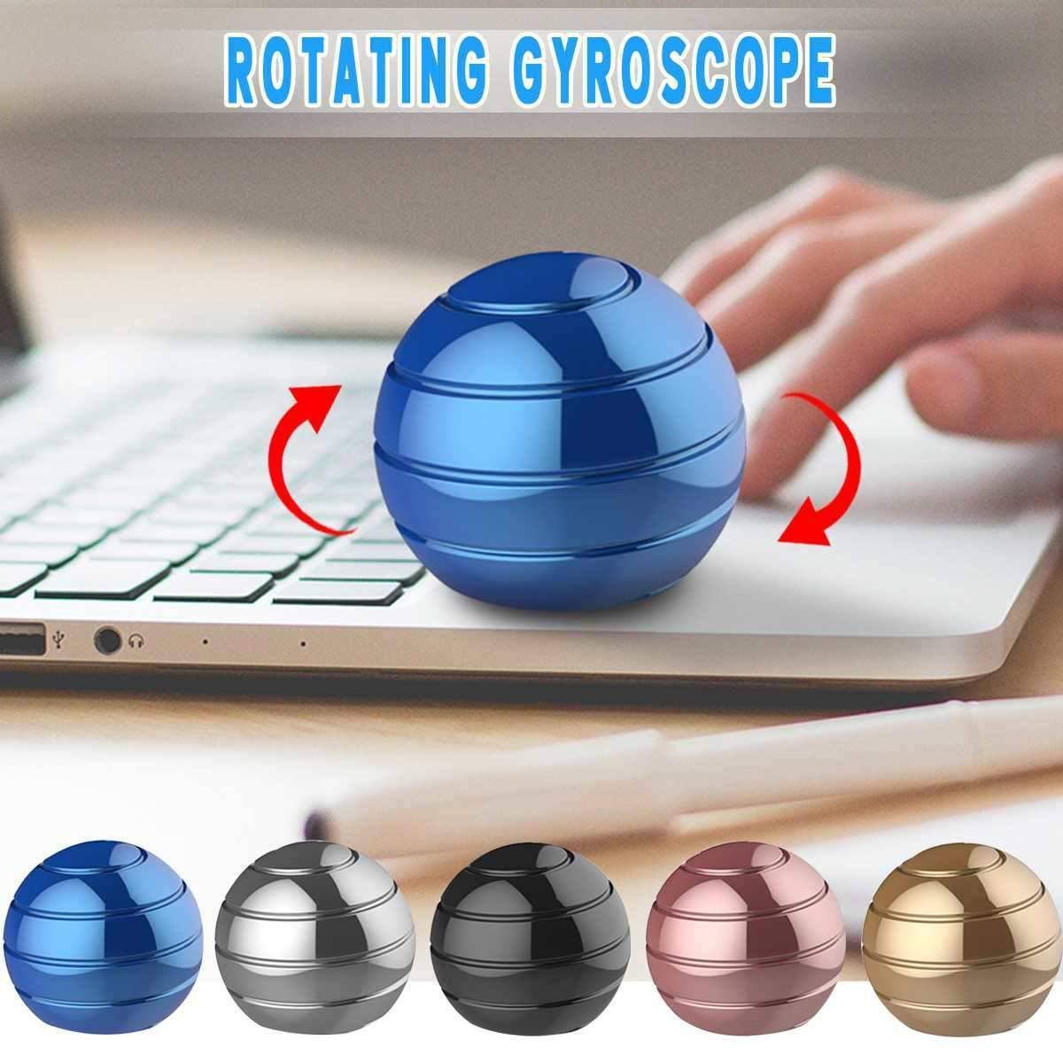 Rose Gold Rotating Spherical Metal Gyroscope - Relaxing