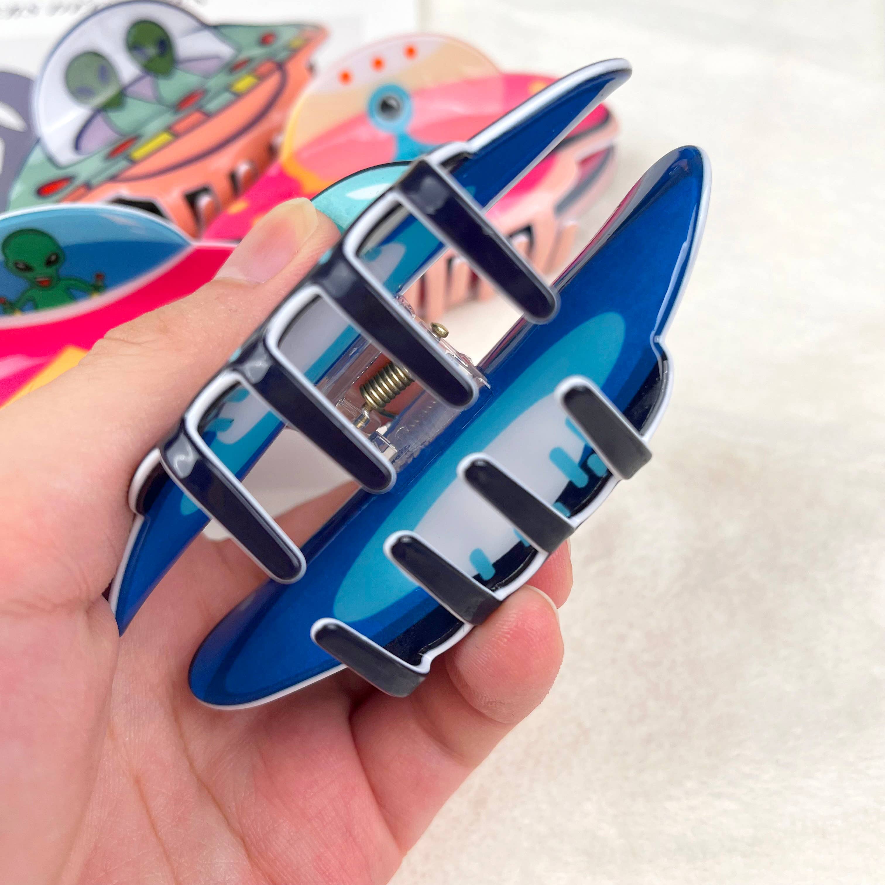 UFO Cartoon anime alien spaceship hair claw clip: C