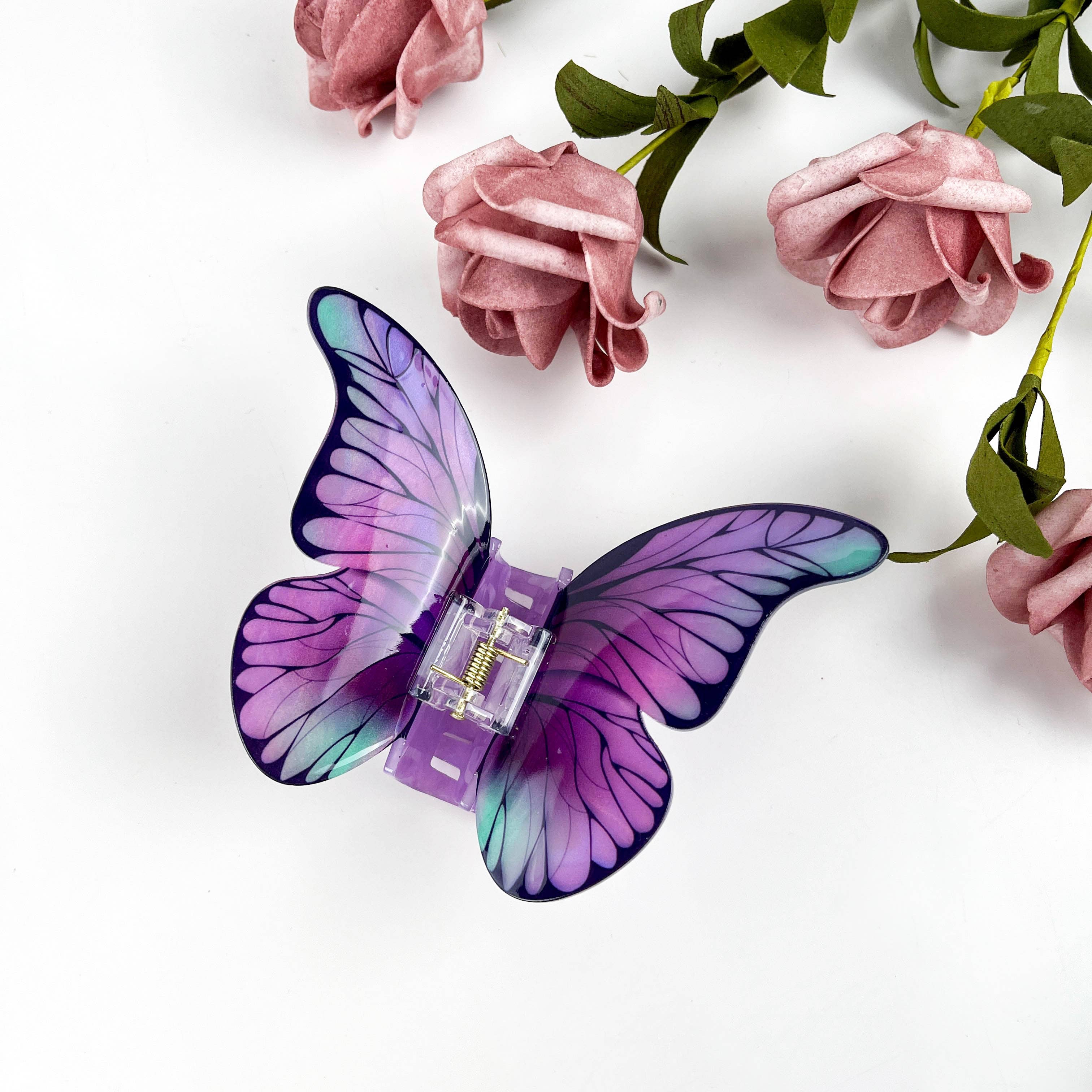 Simulation Printed Butterfly Hair Clip,Insect Animal Hair cl: A