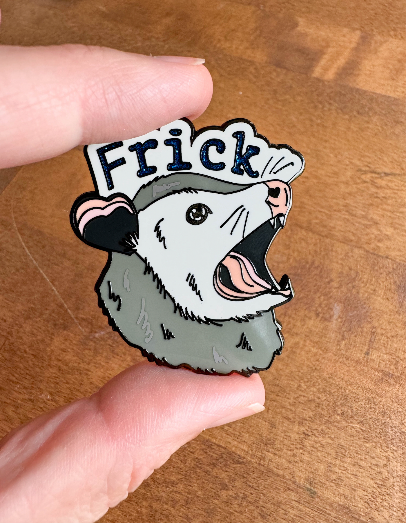 Glitter Frick Opossum Possum Hard Enamel Pin