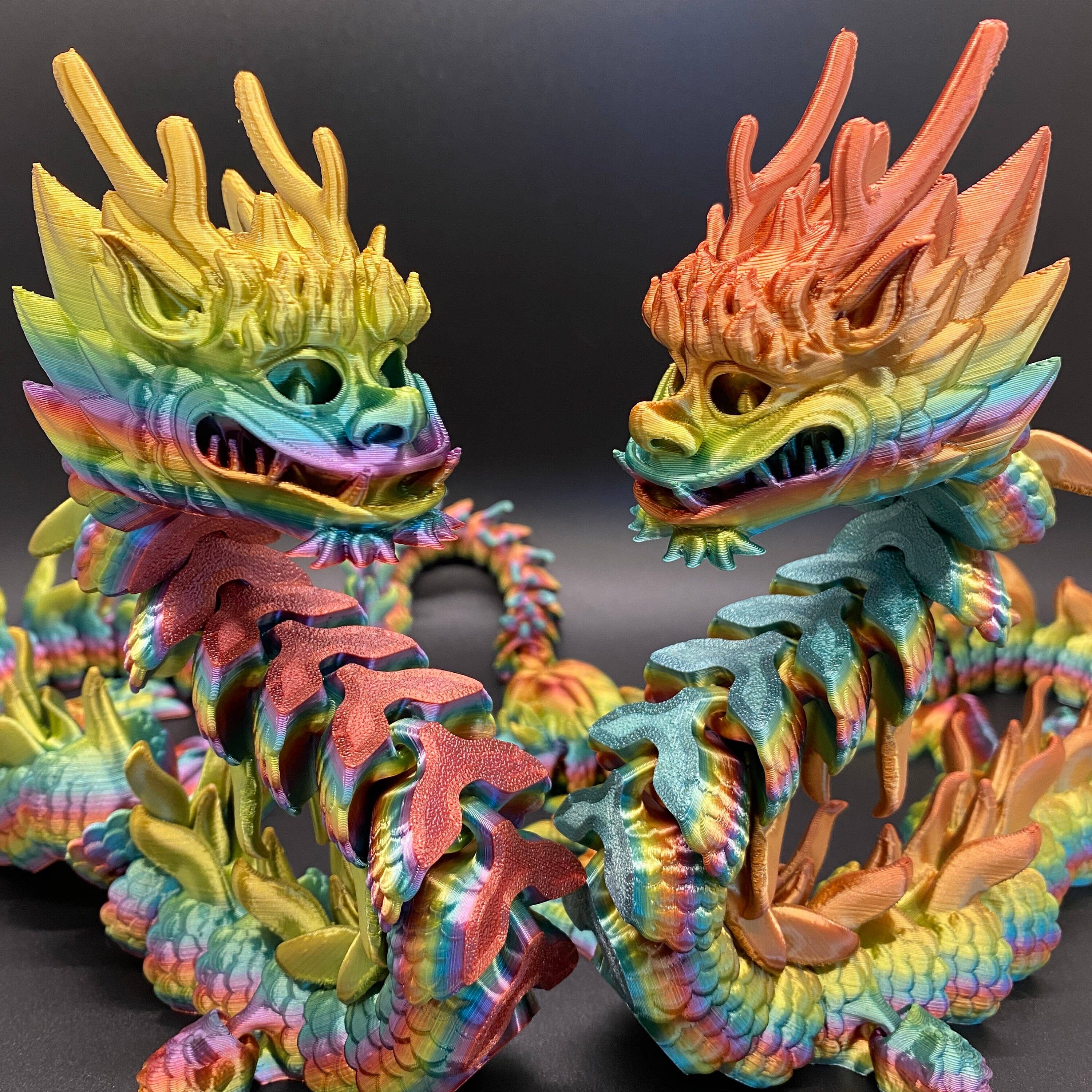 Chinese Imperial Dragon 3D Printed Articulated Toy Rainbow: Silk Green / Small Dragon