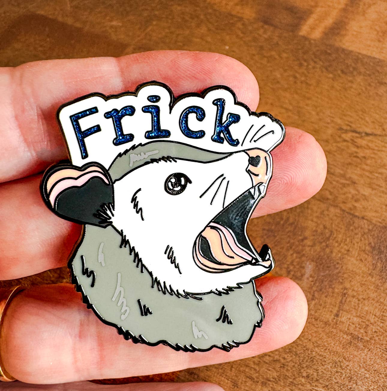 Glitter Frick Opossum Possum Hard Enamel Pin