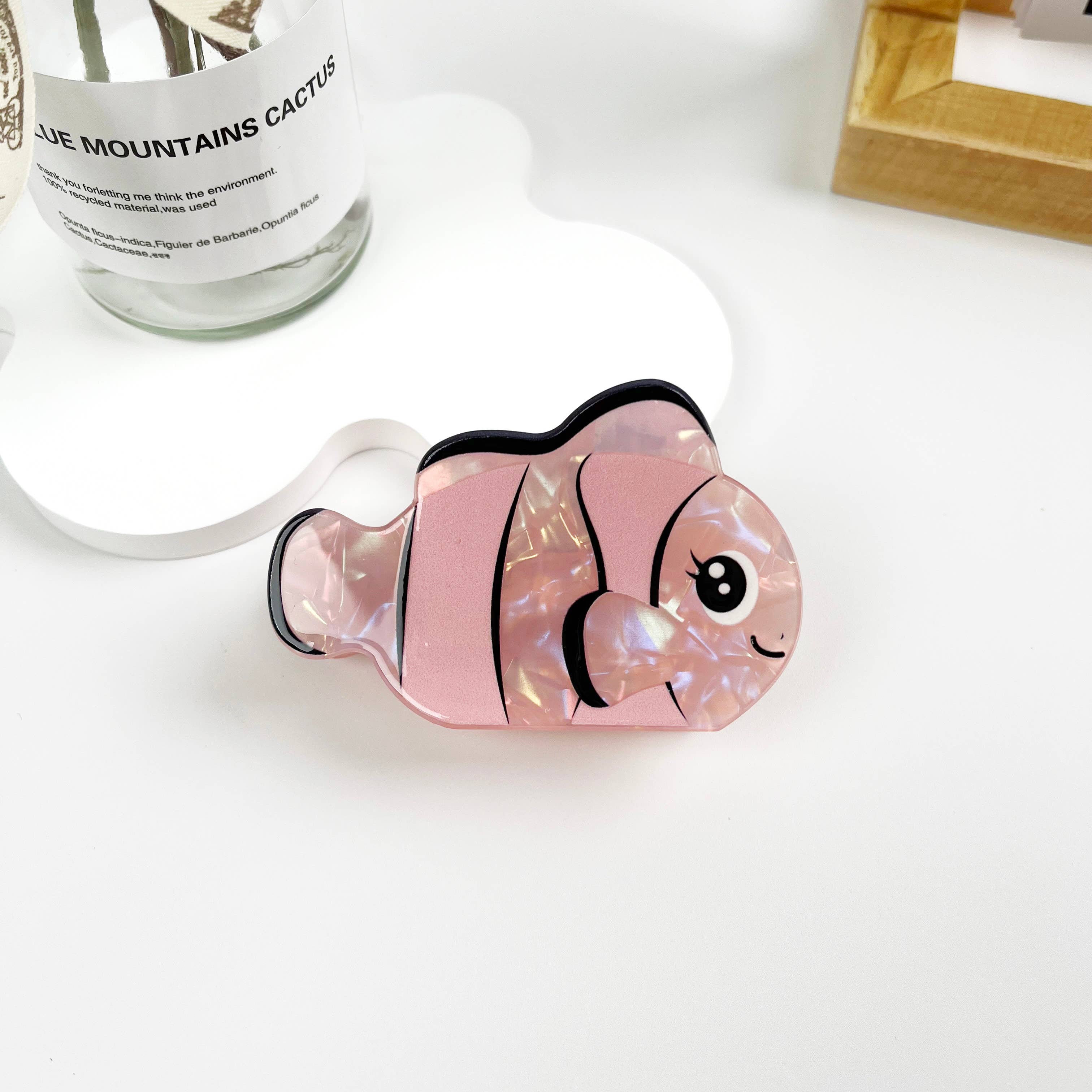 Painted Cartoon Clown Fish Hair Clip: Purple