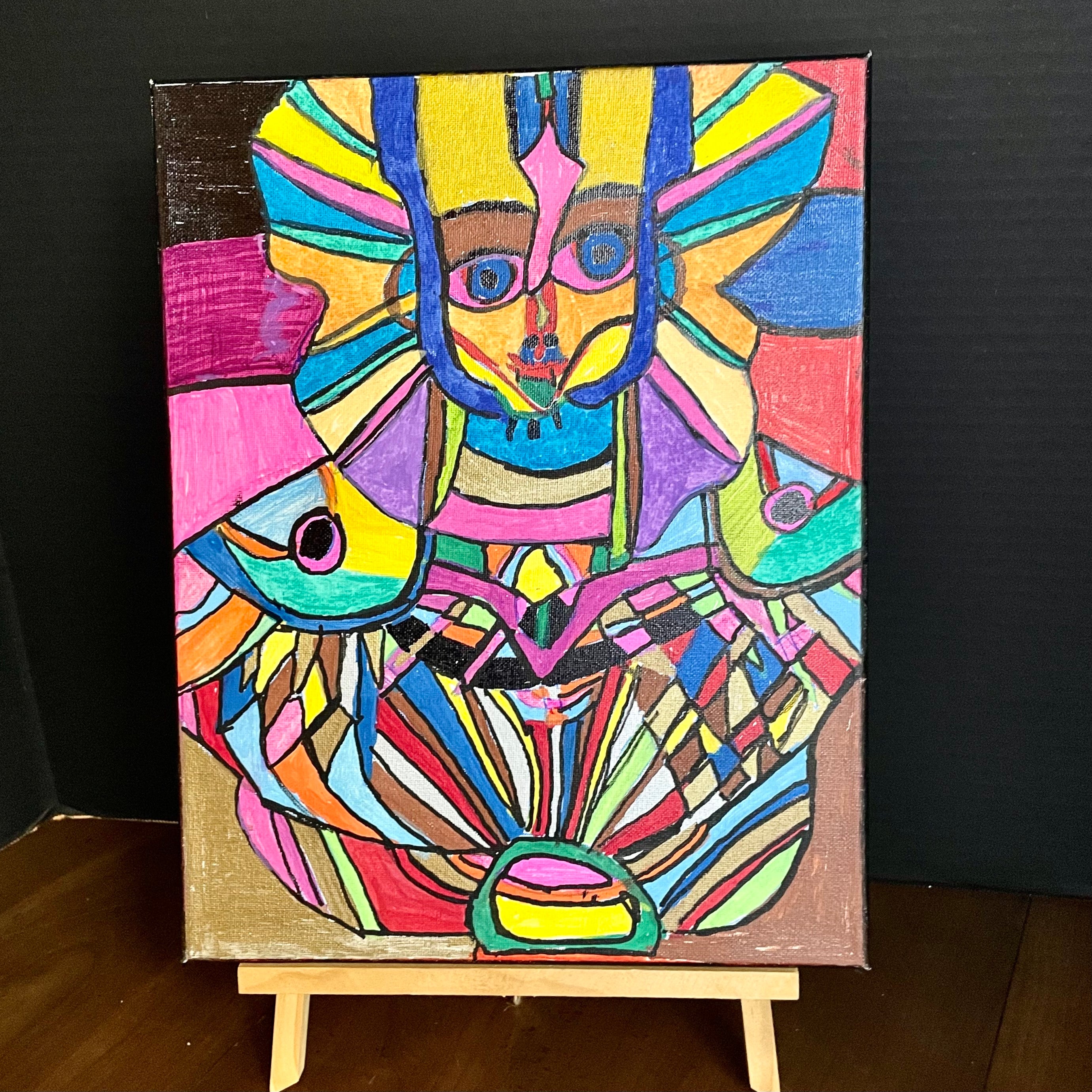 Sequoyah Margroski Acrylic Painting on Canvas - "Egypt Pharaoh Abstract"