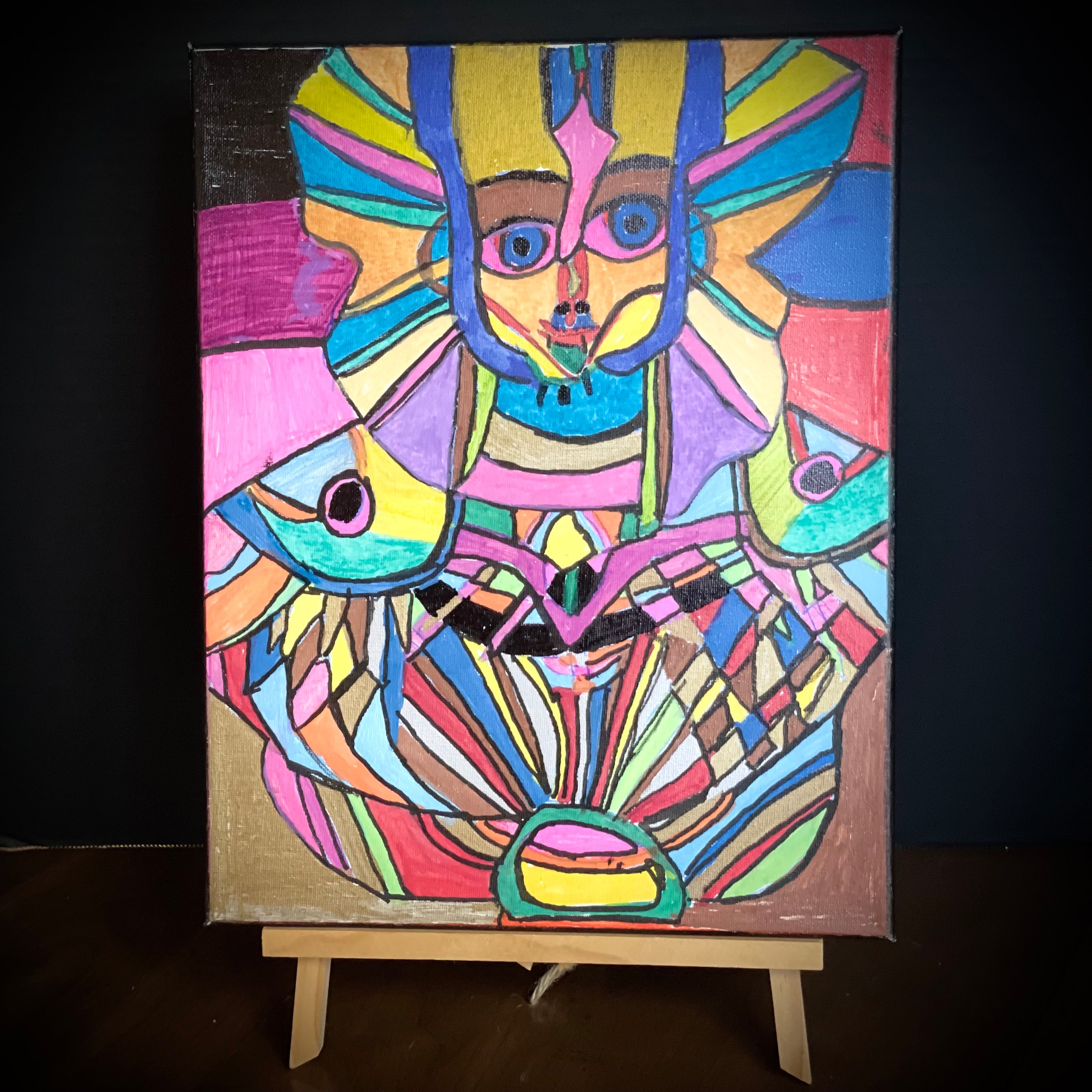 Sequoyah Margroski Acrylic Painting on Canvas - "Egypt Pharaoh Abstract"