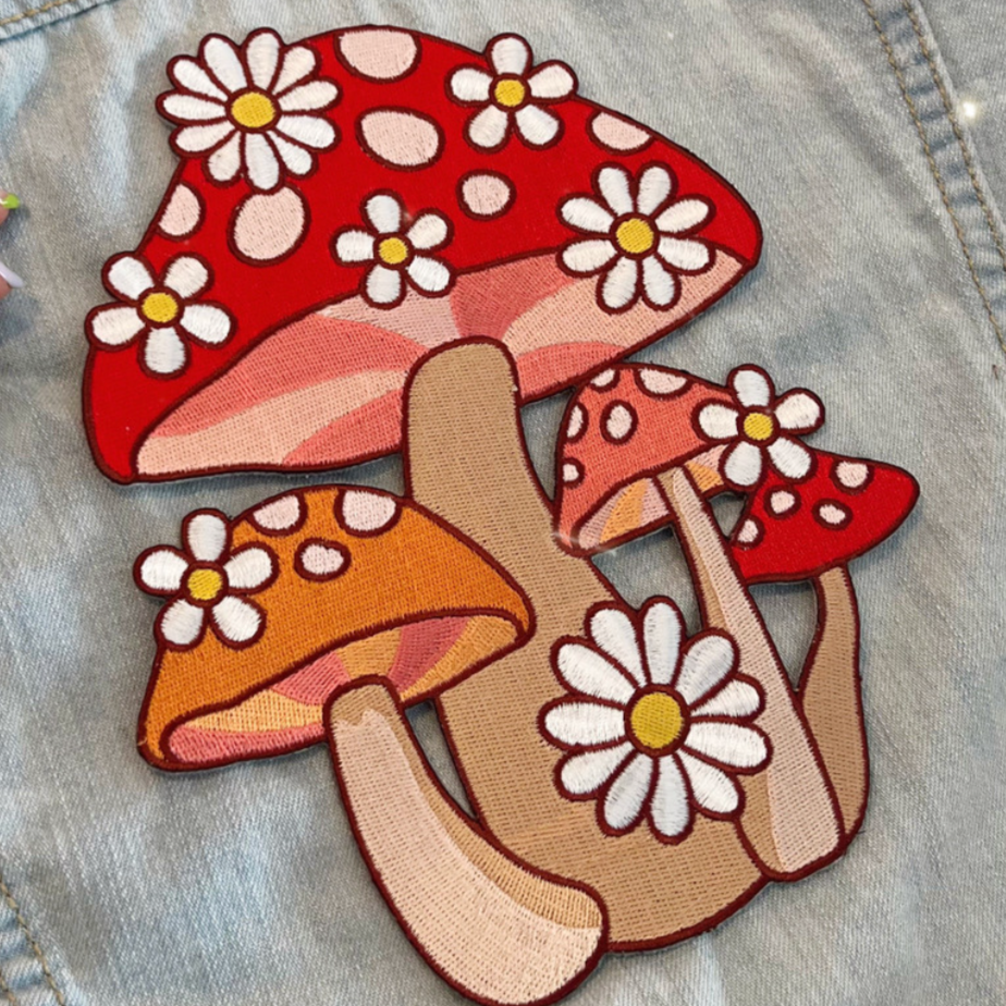 Mushroom & Daisy Cluster Patch - XL Back Patch