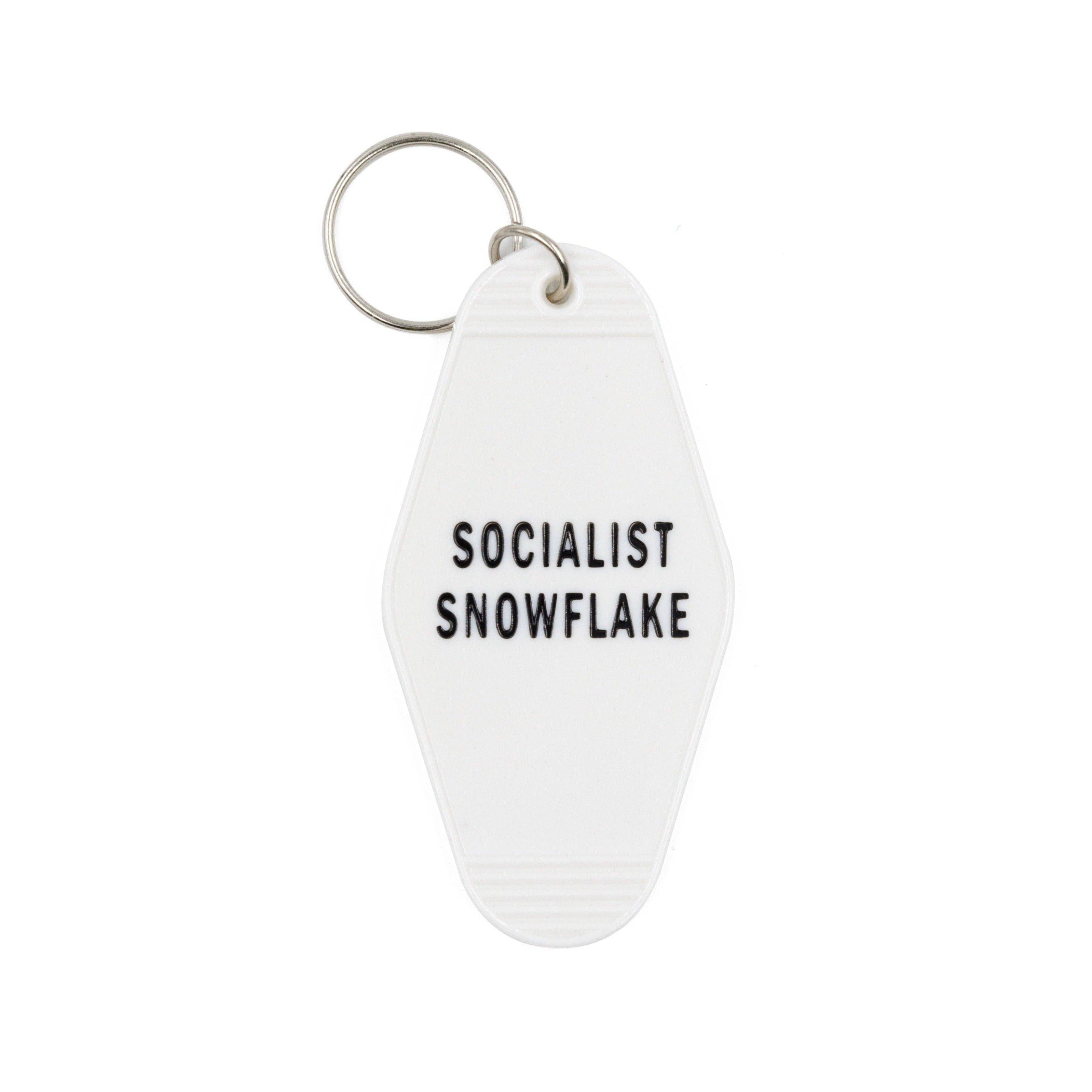 Socialist Snowflake White Motel Style Keychain