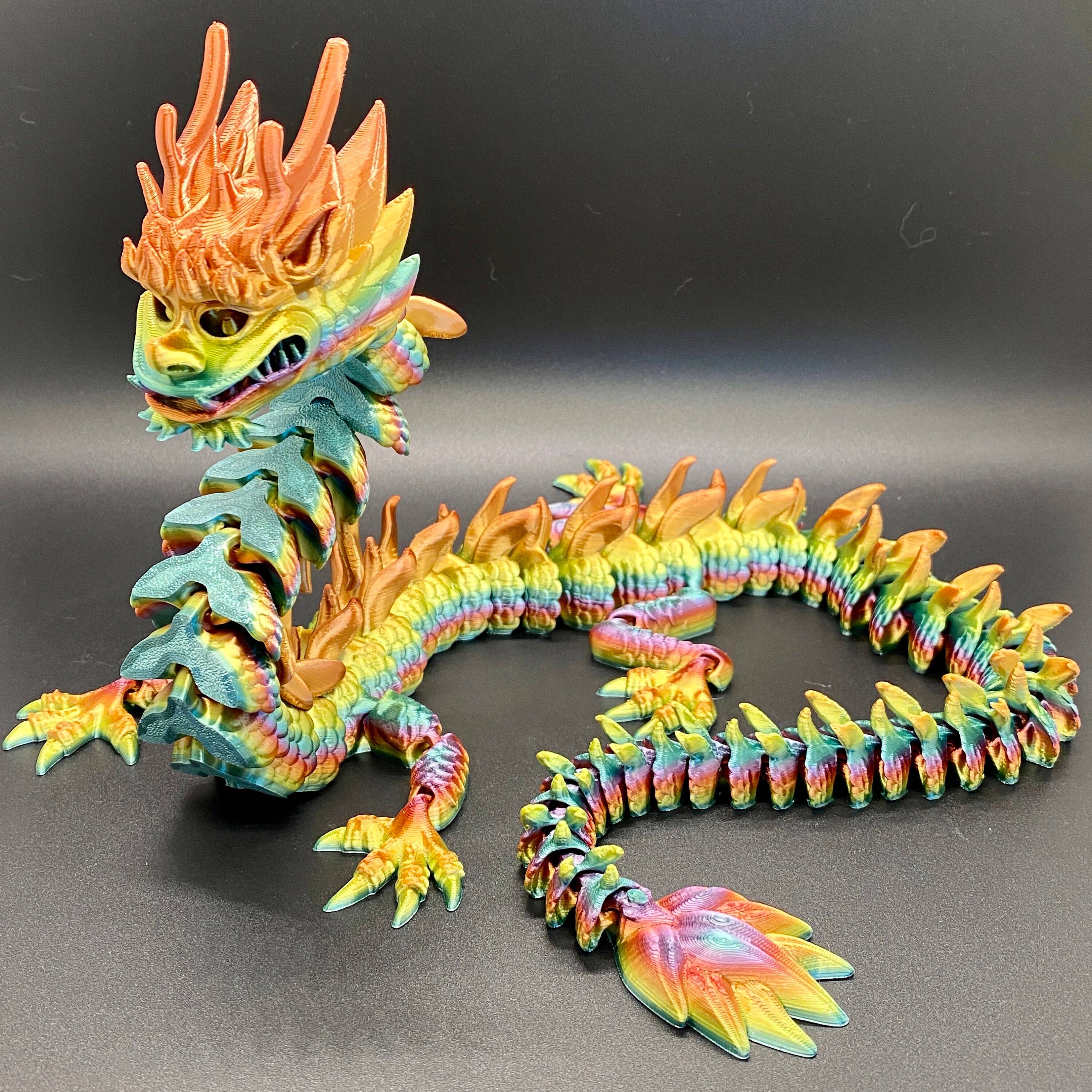 Chinese Imperial Dragon 3D Printed Articulated Toy Rainbow: Silk Rainbow / Large Dragon