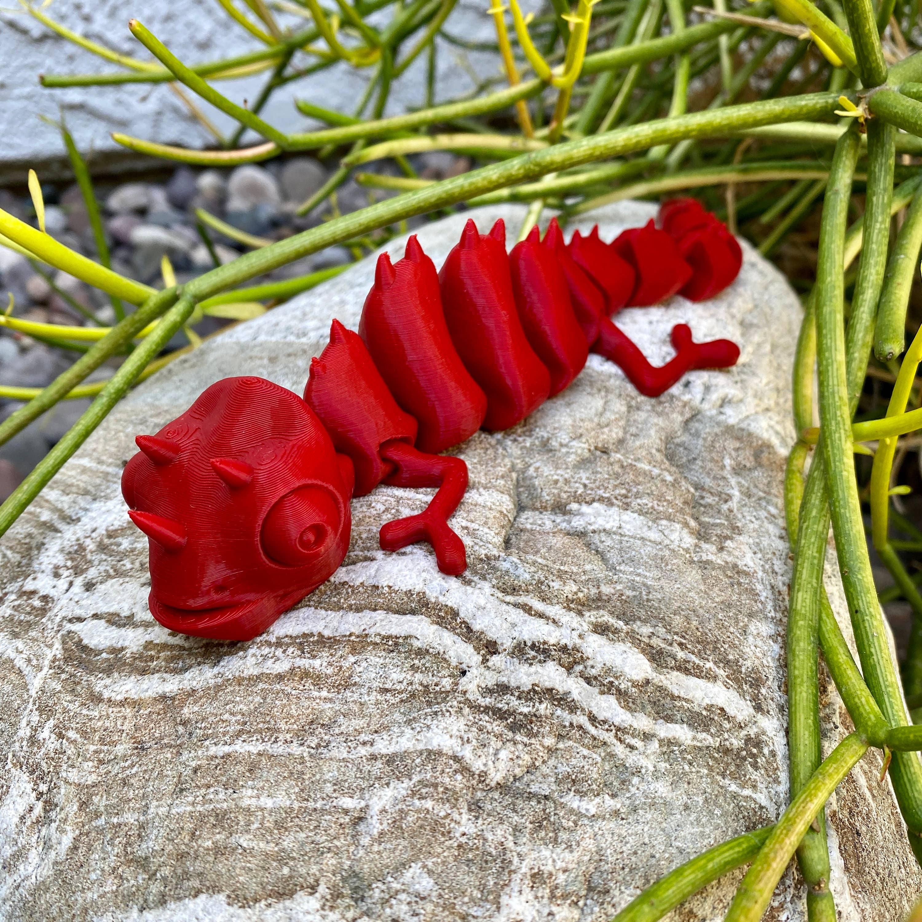 Articulated Chameleon 3D Printed Moveable fidget: 12 / Silk Rose