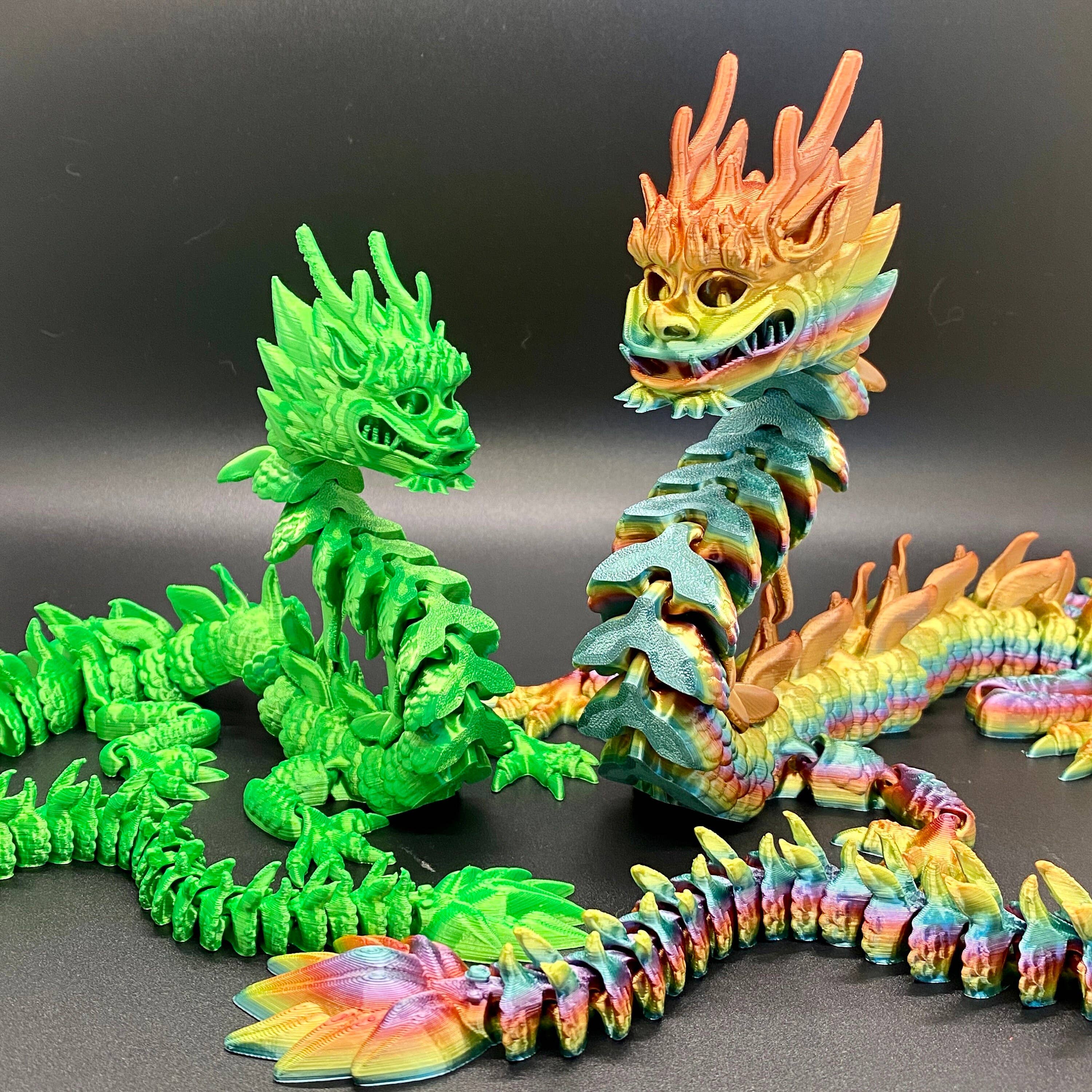 Chinese Imperial Dragon 3D Printed Articulated Toy Rainbow: Silk Rainbow / Large Dragon