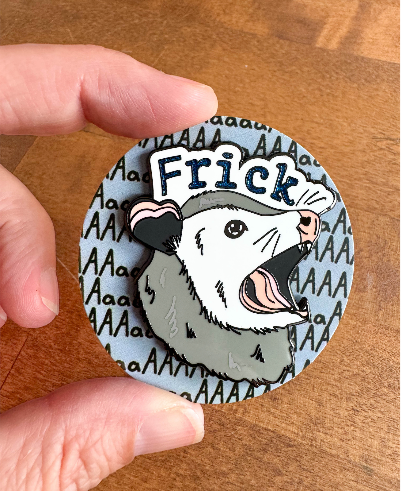 Glitter Frick Opossum Possum Hard Enamel Pin