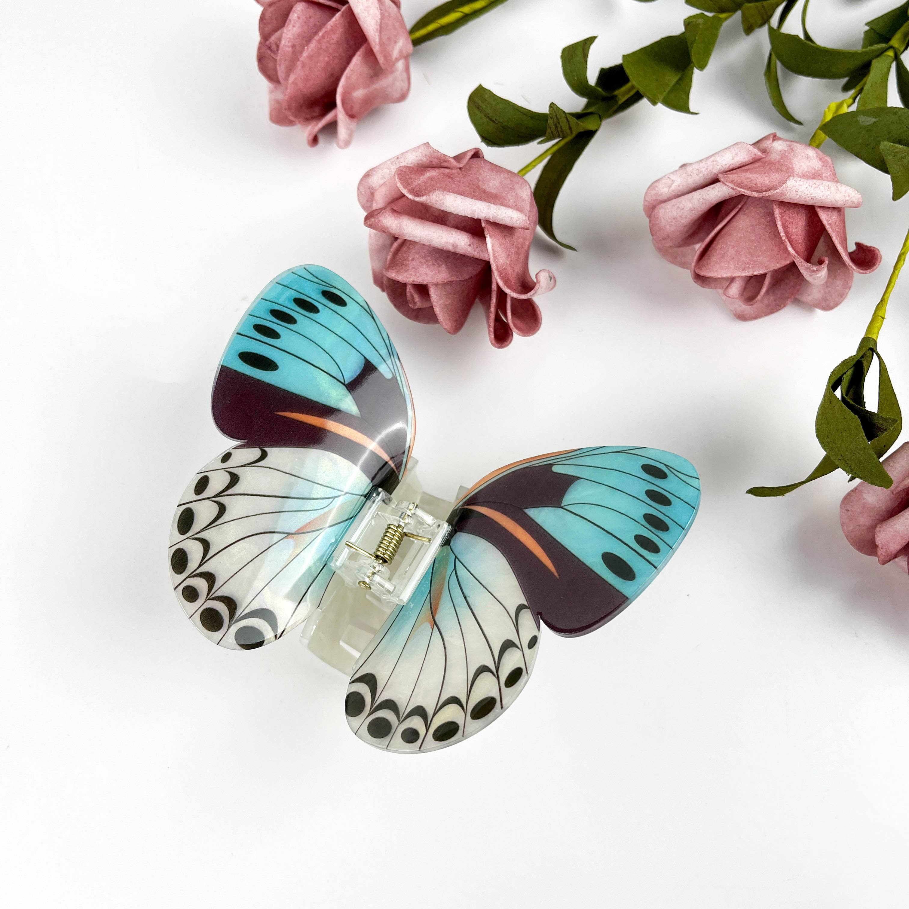 Simulation Printed Butterfly Hair Clip,Insect Animal Hair cl: A