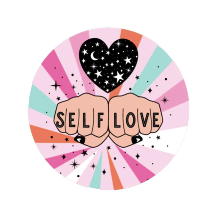 SALE Self Love Illustrated Vinyl Sticker in Cosmic Pastels