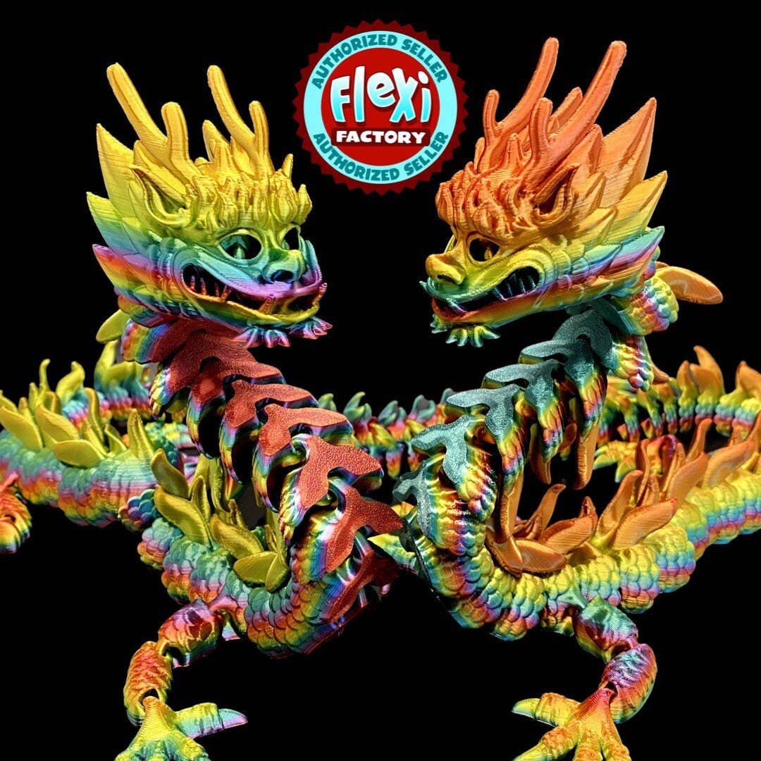 Chinese Imperial Dragon 3D Printed Articulated Toy Rainbow: Silk Green / Small Dragon