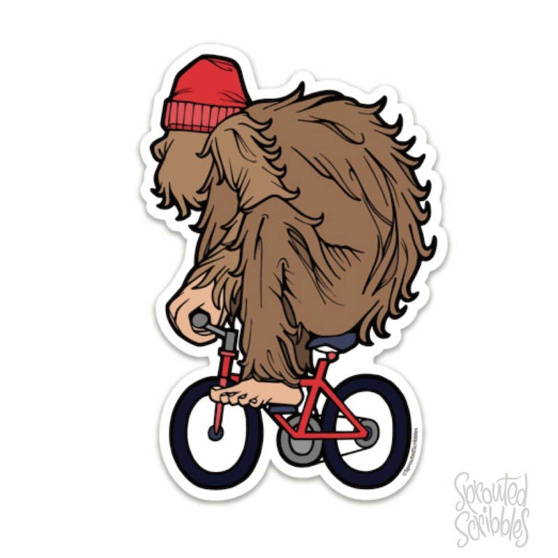 Yeti Biker Sticker - Bigfoot Sasquatch Funny Cute | Madam Clutterbucket ...